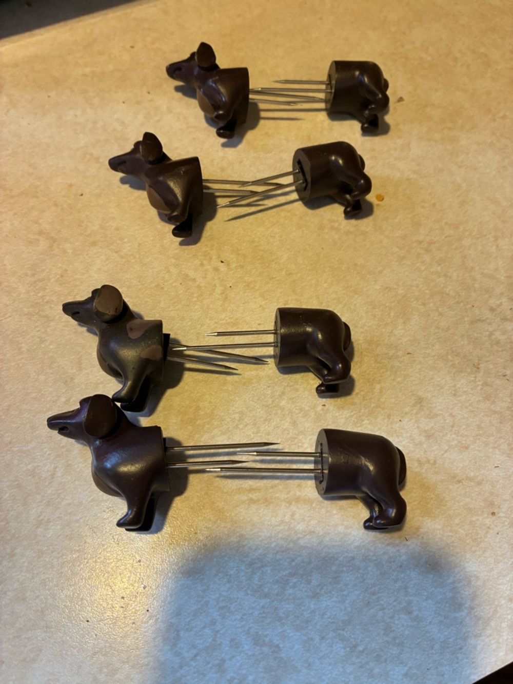 Brown Dachshund Corn Holders - Set of 4